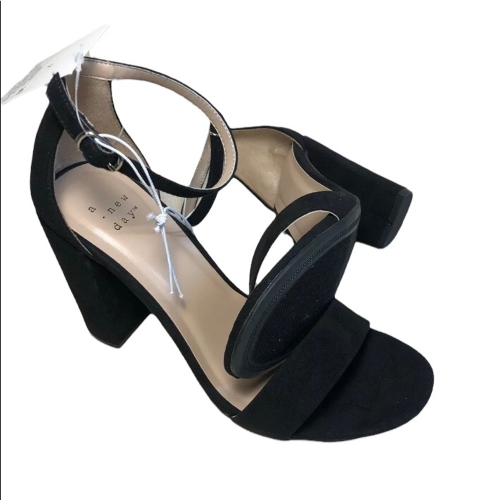 NEW Ema Block Heeled Sandal Sz 7.5 Shoe Black Open Toe Pump A New…